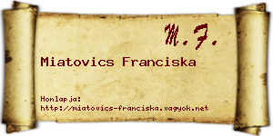 Miatovics Franciska névjegykártya